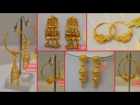 Latest Gold Hoop Earrings Designs with Weight&Price | Chandbali,hoop,jhumka designs